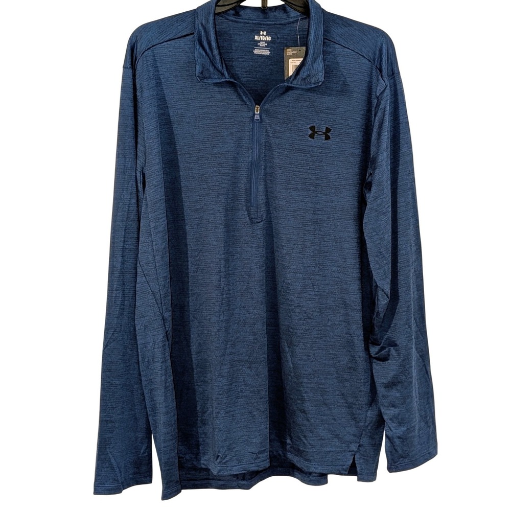 Under Armour Mens Tech Vent 1/2 Zip Pullover Blue Space Dye Dri Fit XL NEW